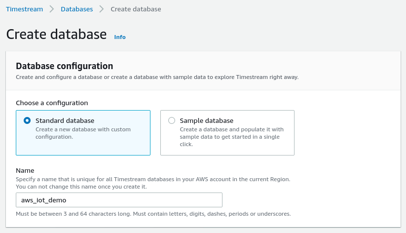 Create Timestream DB