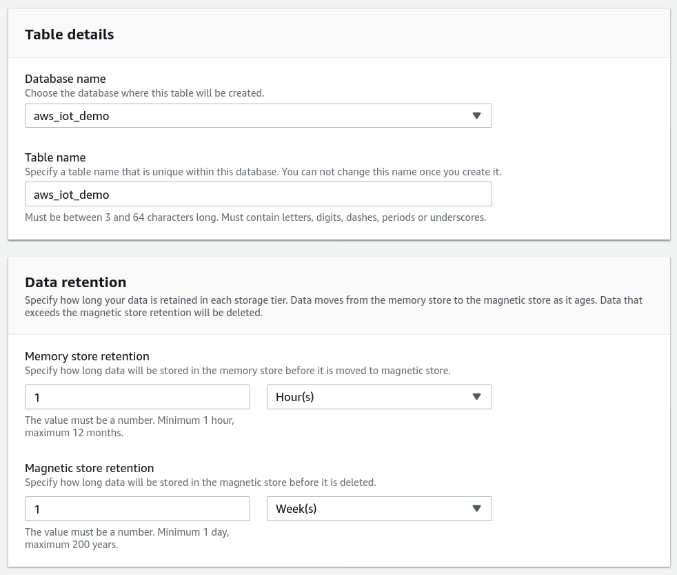 Create Timestream Table
