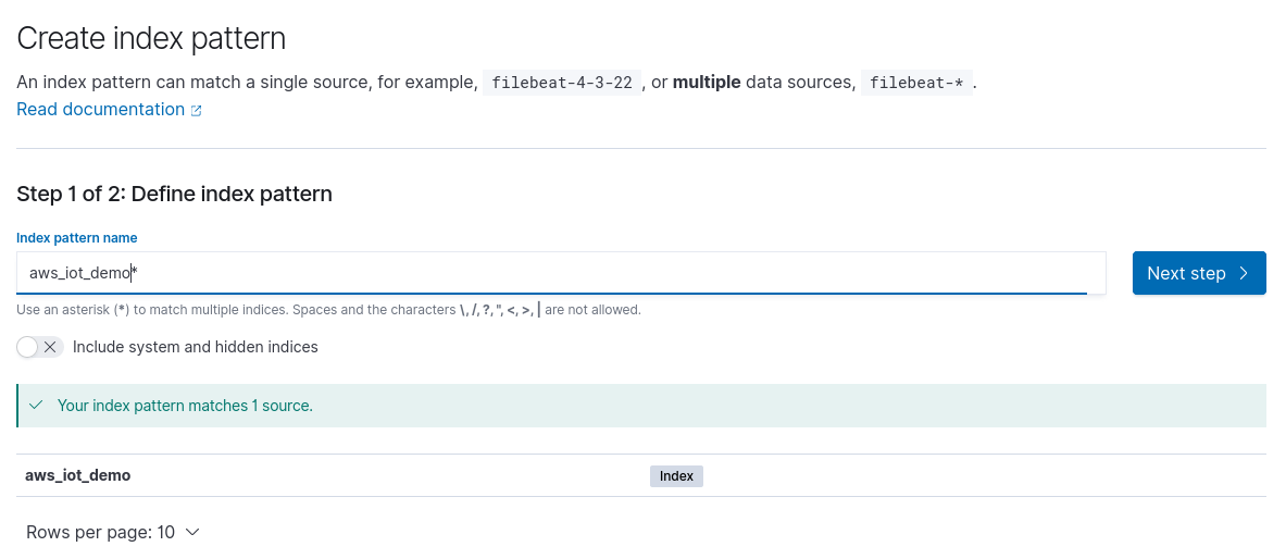 ES Create Index Pattern